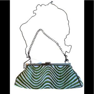 NWT shiny green & silver Jenny clutch purse
